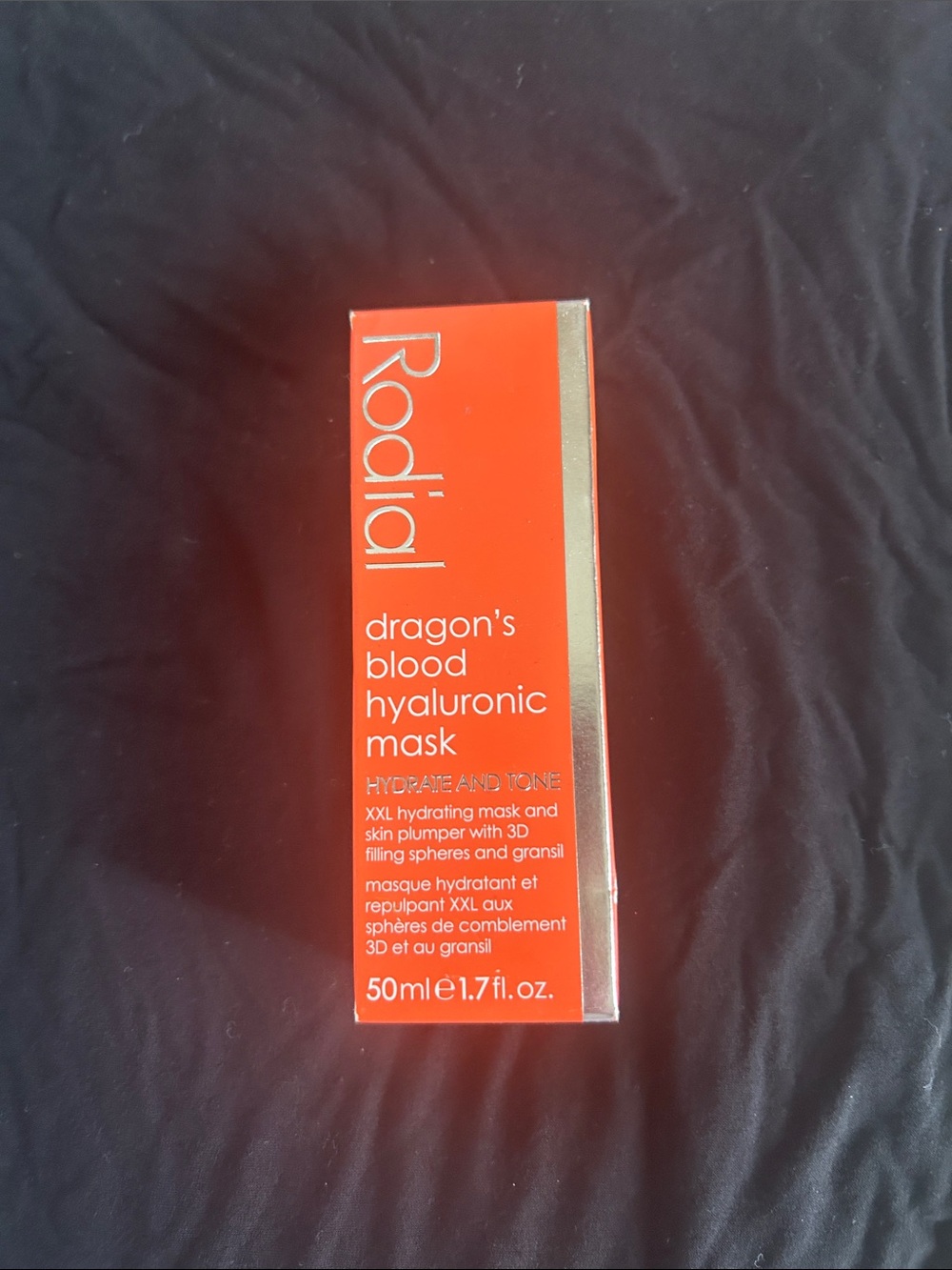 Rodial Dragon's Blood Hyaluronic Mask - Orange and Silver Packaging